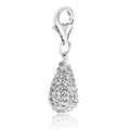 Sterling Silver White Tone Crystal Encrusted Teardrop Charm