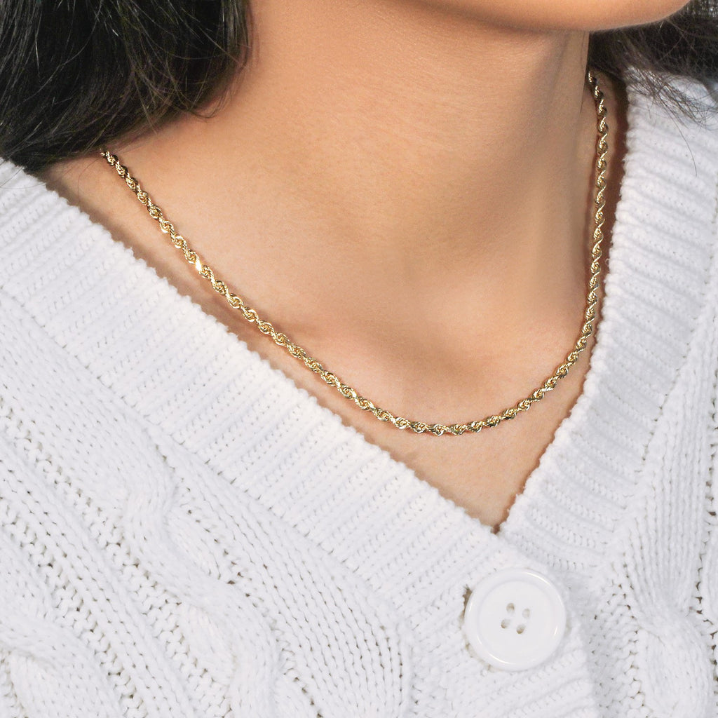 10k Yellow Gold Solid Diamond Cut Rope Chain (3.00 mm)