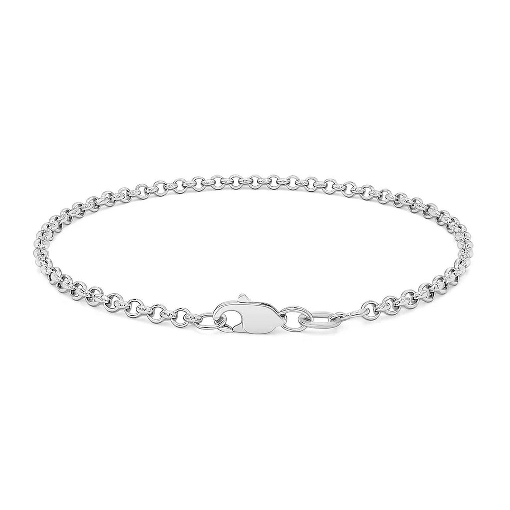 14k White Gold Rolo Bracelet  (2.50 mm) - Side View | BIJOLINA