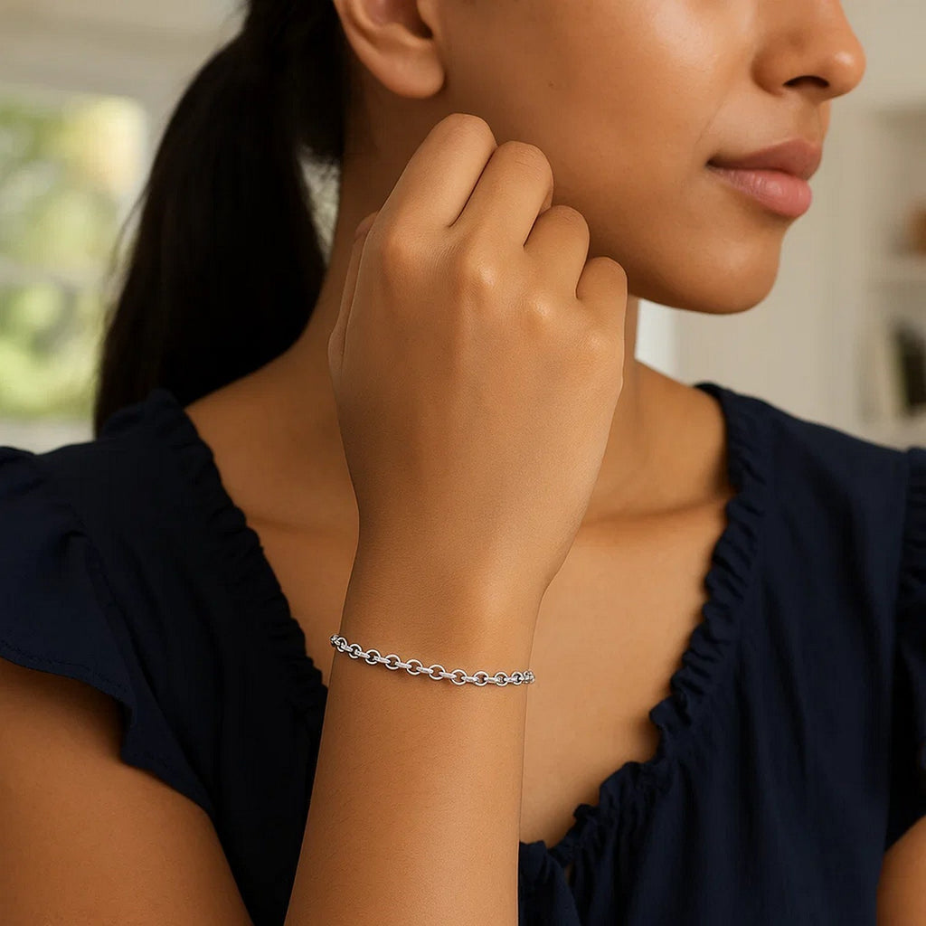 14k White Gold Rolo Bracelet  (2.50 mm) - Detail | BIJOLINA