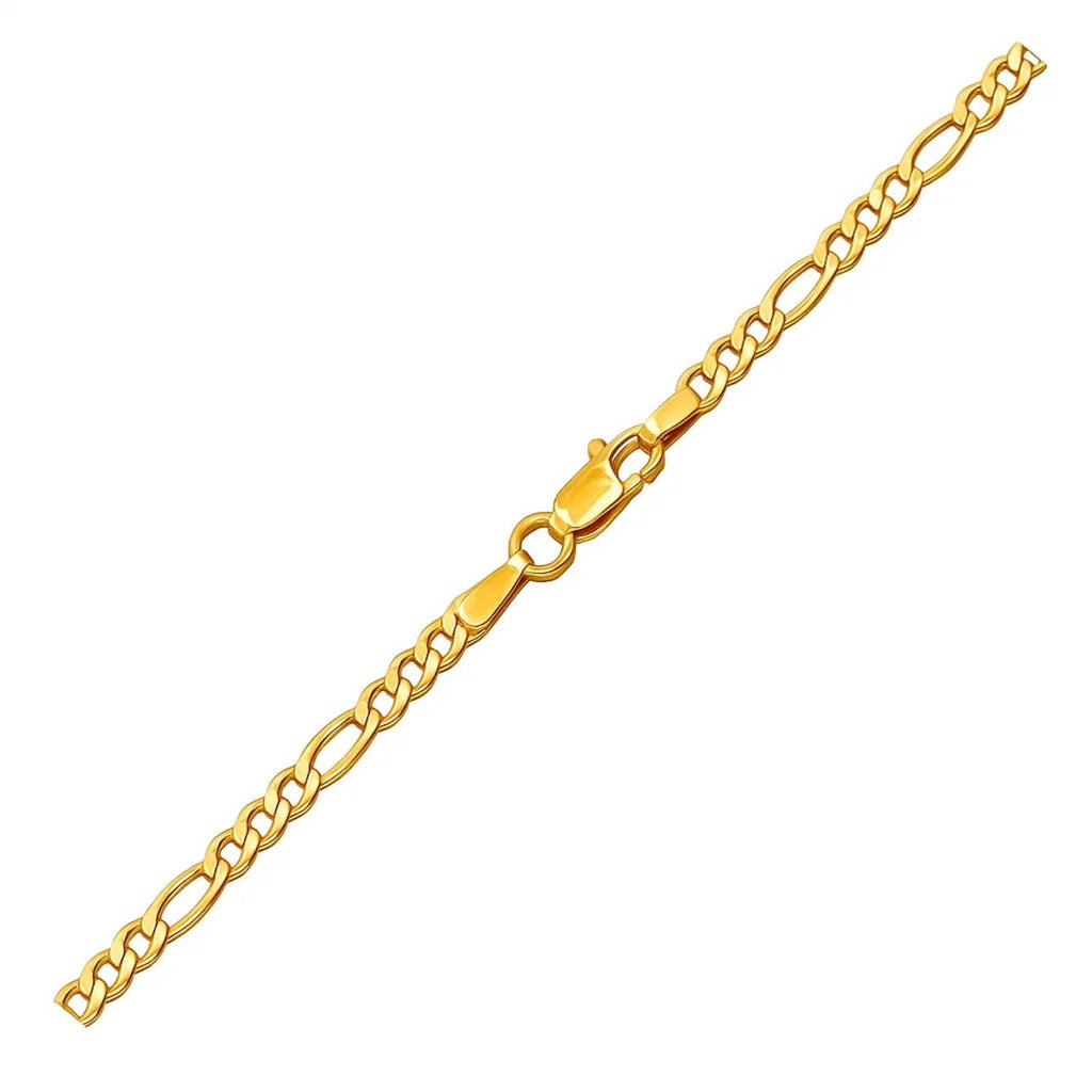 14k Yellow Gold Solid Figaro Bracelet (2.80 mm) | BIJOLINA