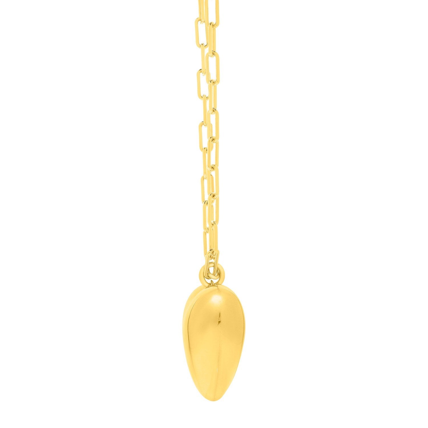 Sterling Silver Gold Plated Large Puffed Heart Long Necklace