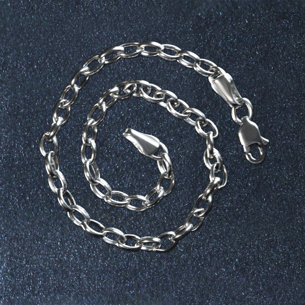 14k White Gold Oval Rolo Bracelet  (3.20 mm) - Close-Up | BIJOLINA