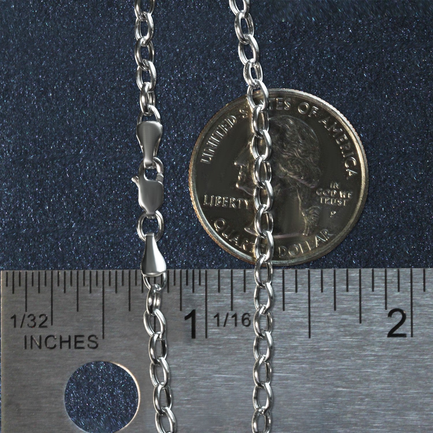 14k White Gold Oval Rolo Bracelet  (3.20 mm) - Close-Up | BIJOLINA