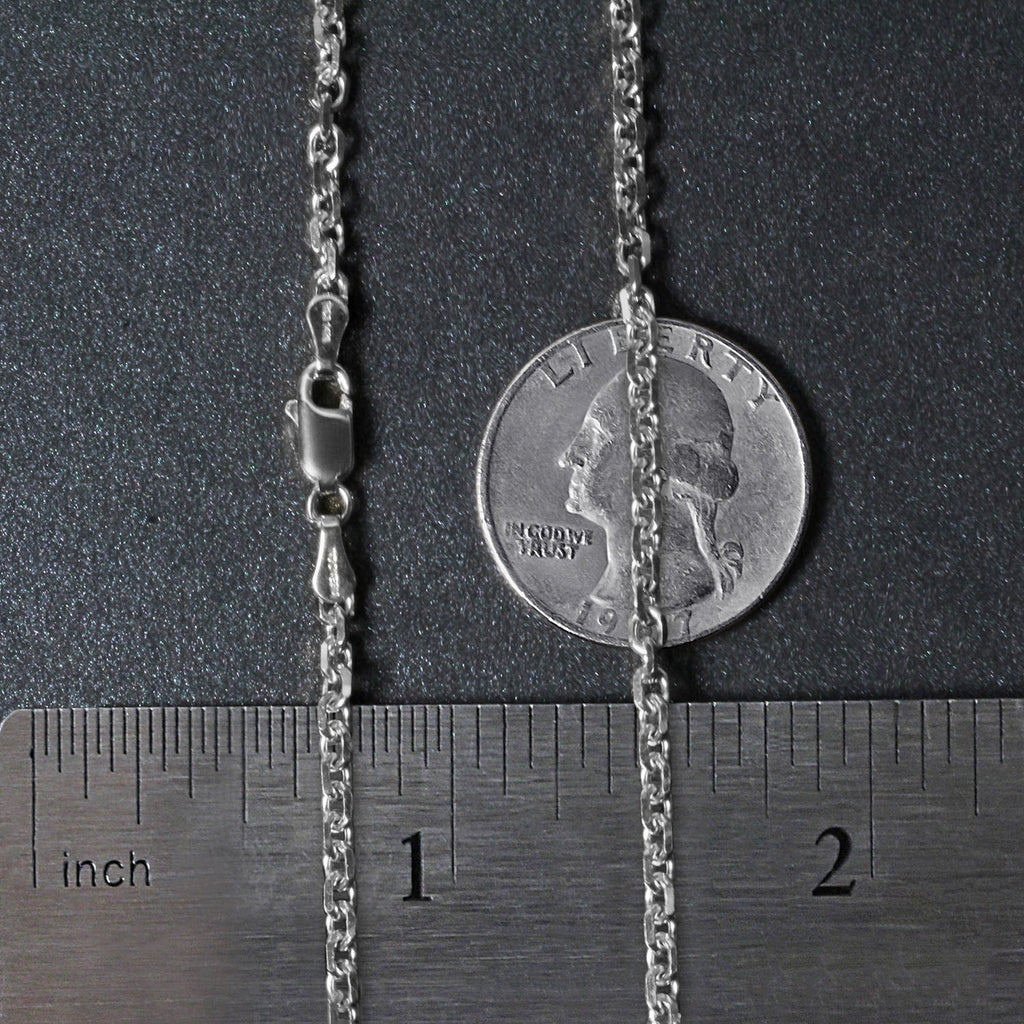 14k White Gold Diamond Cut Cable Link Chain (2.90 mm)