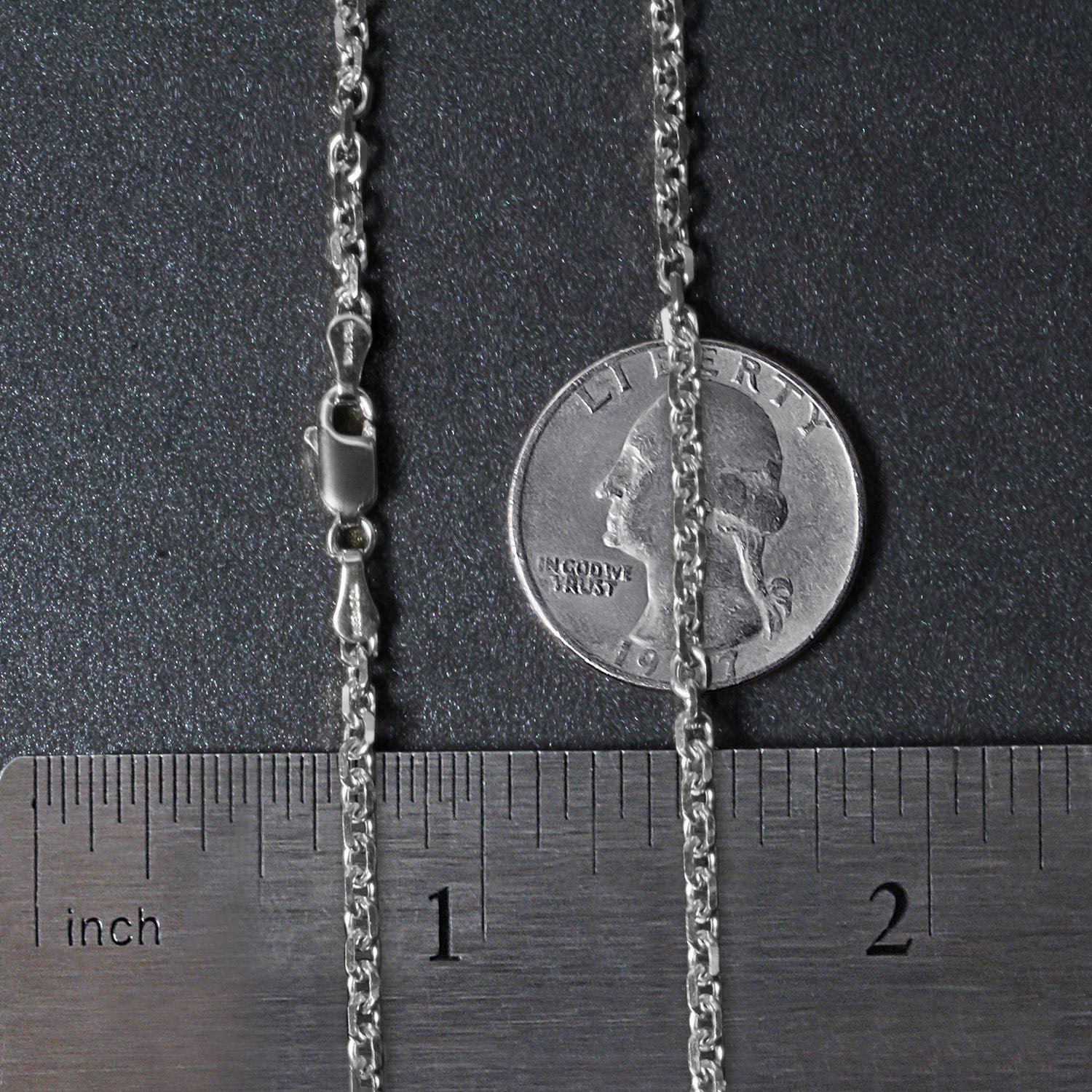 14k White Gold Diamond Cut Cable Link Chain (2.90 mm)