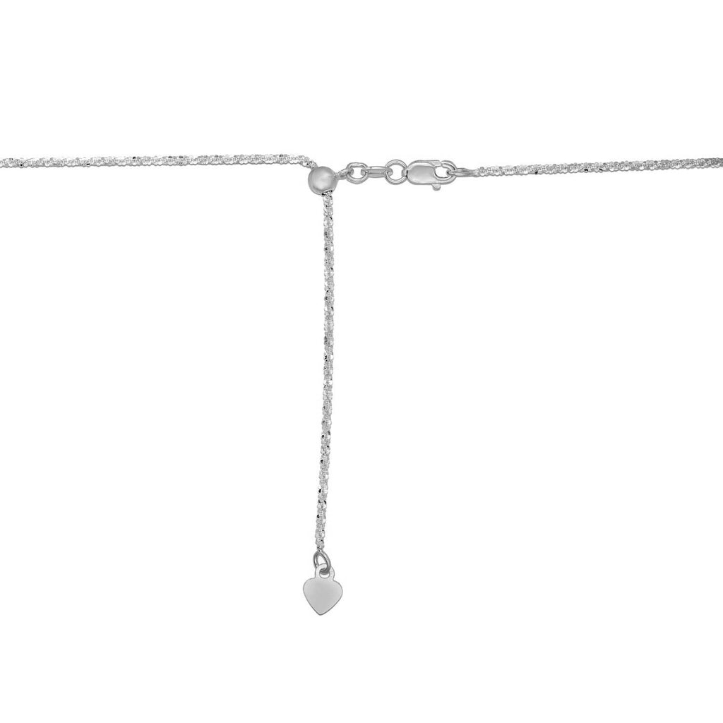 14k White Gold Adjustable Sparkle Chain (1.20 mm) - Side View | BIJOLINA