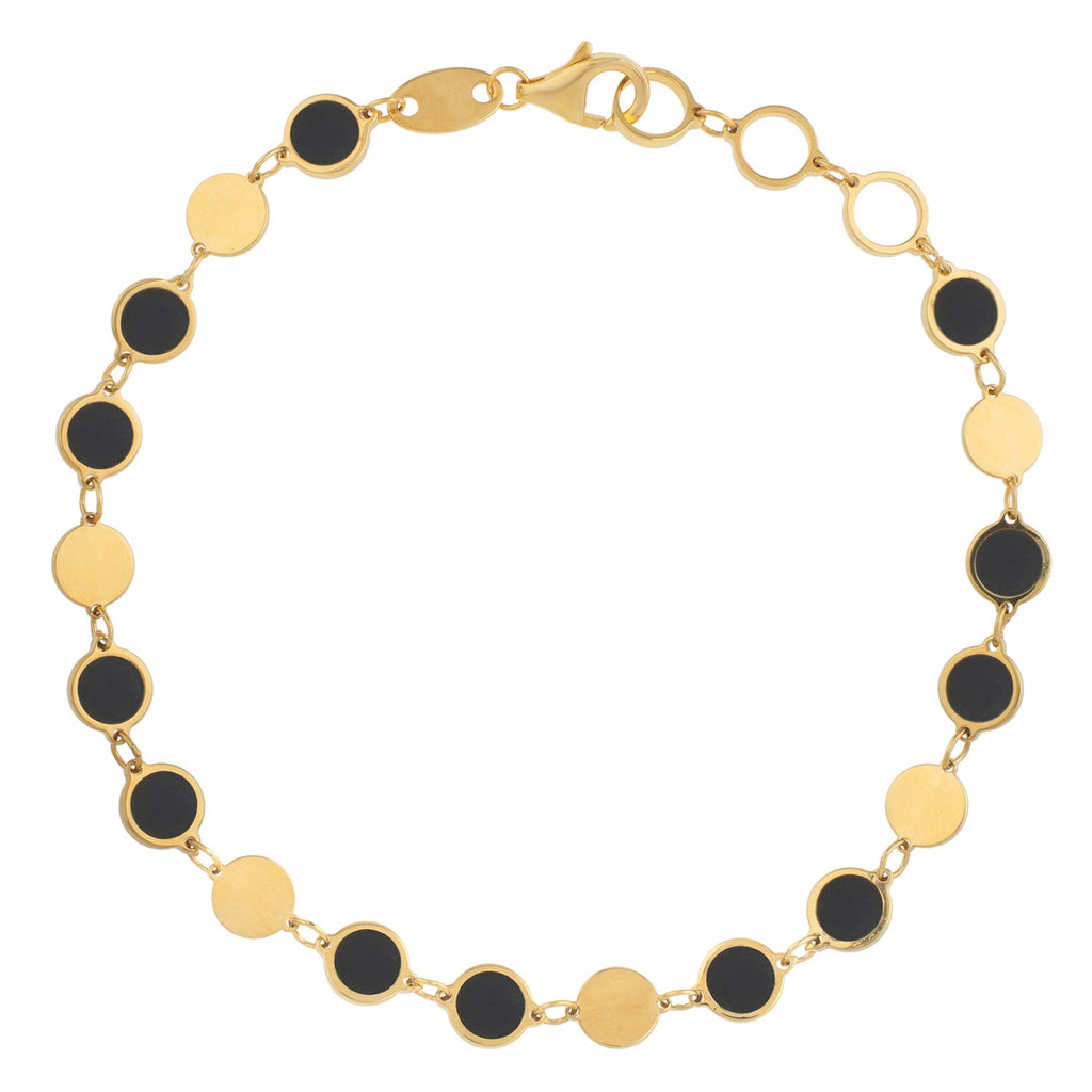 Black Onyx Gem Alternating Bracelet in 14K Yellow Gold (5.00 mm) | BIJOLINA