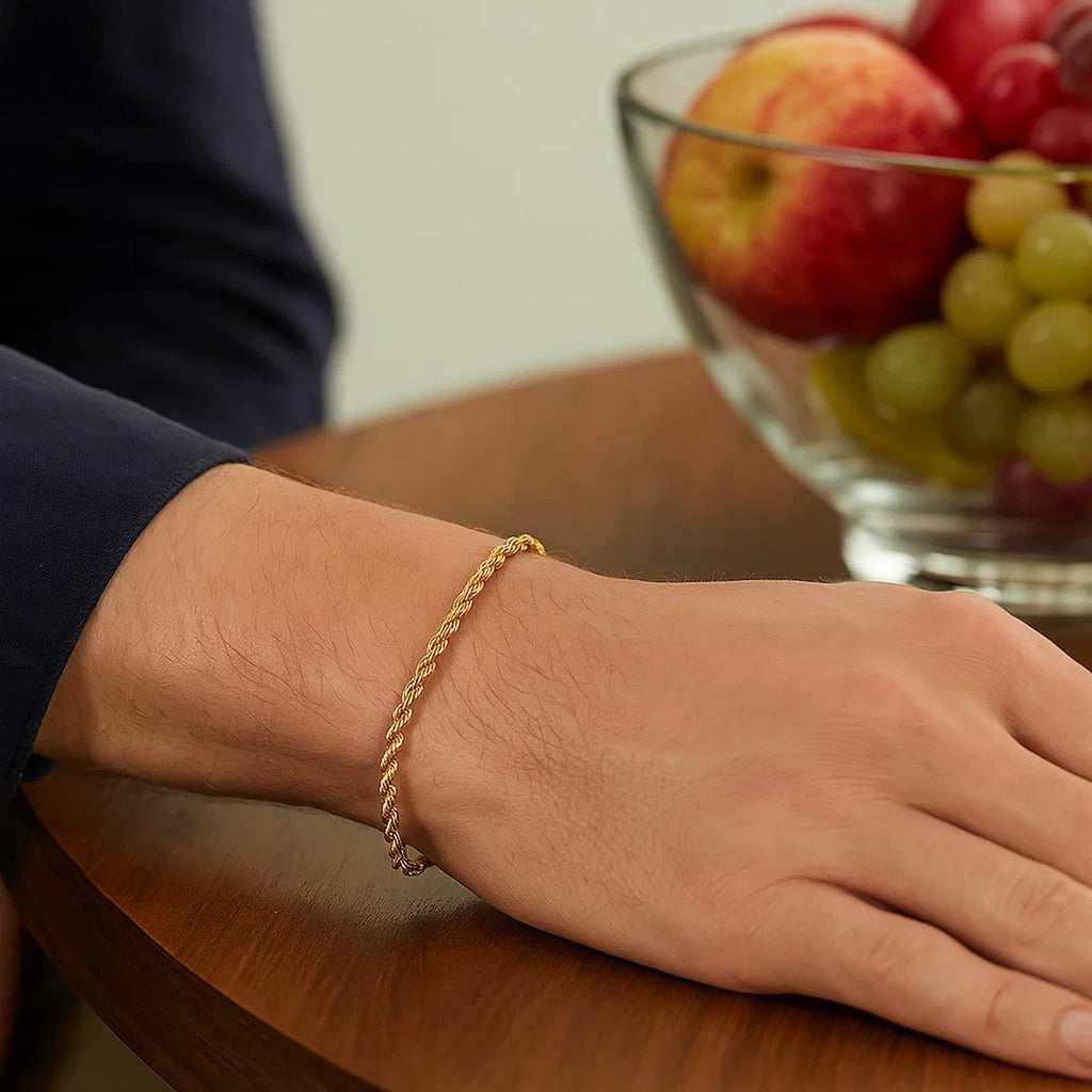 14k Yellow Gold Solid Rope Bracelet (3.00 mm) - Detail | BIJOLINA