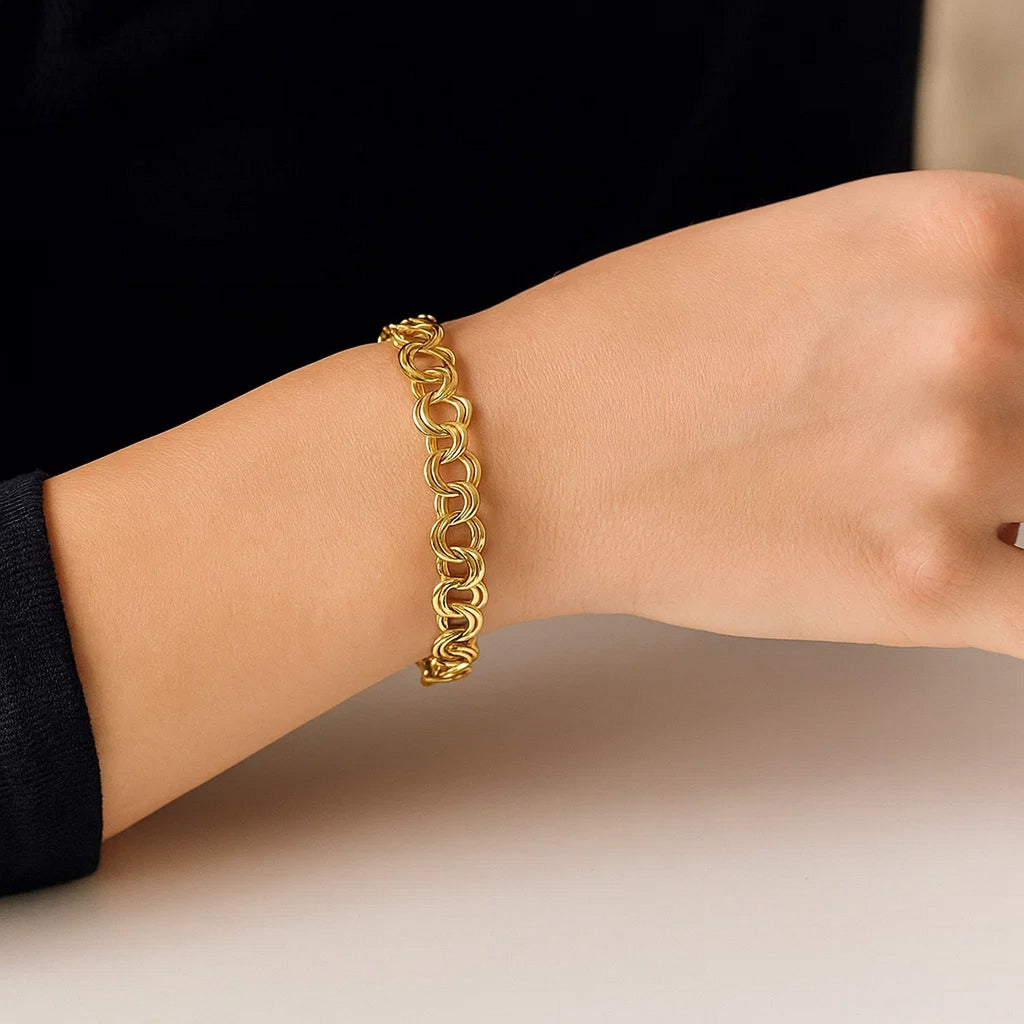 14k Yellow Gold Lite Charm Bracelet (4.00 mm) - Side View | BIJOLINA