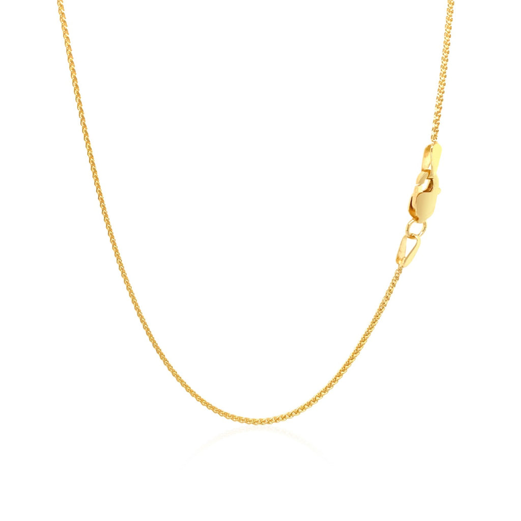 10k Yellow Gold Wheat Chain 1.0mm (1.00 mm) - Side View | BIJOLINA