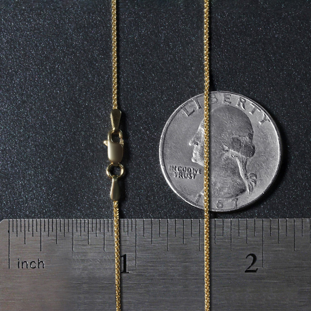 10k Yellow Gold Wheat Chain 1.0mm (1.00 mm) - Close-Up | BIJOLINA