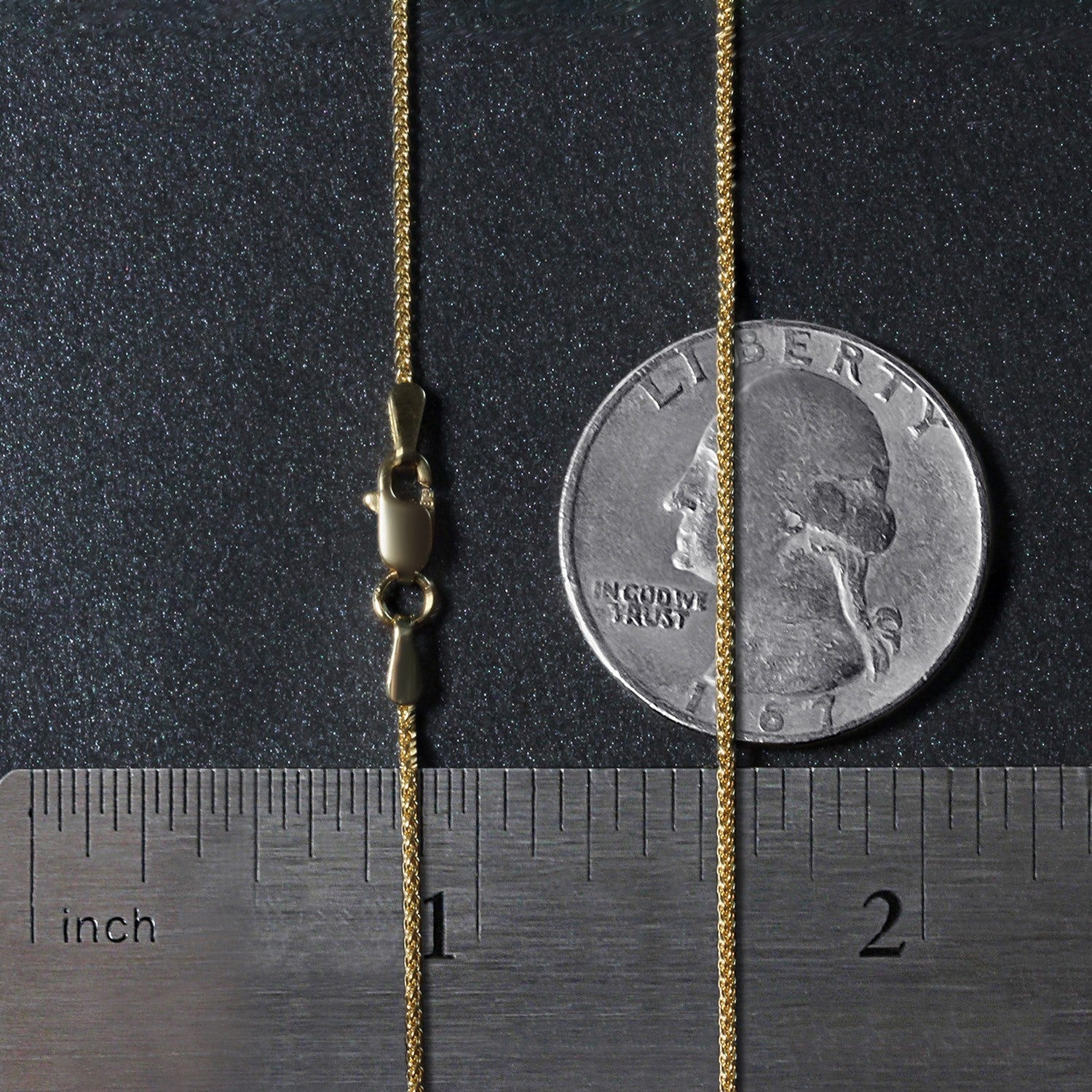 10k Yellow Gold Wheat Chain 1.0mm (1.00 mm) - Close-Up | BIJOLINA