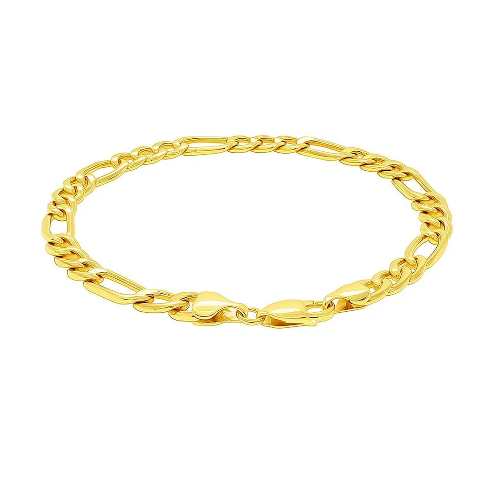 14k Yellow Gold Lite Figaro Bracelet (6.60 mm) - Detail | BIJOLINA