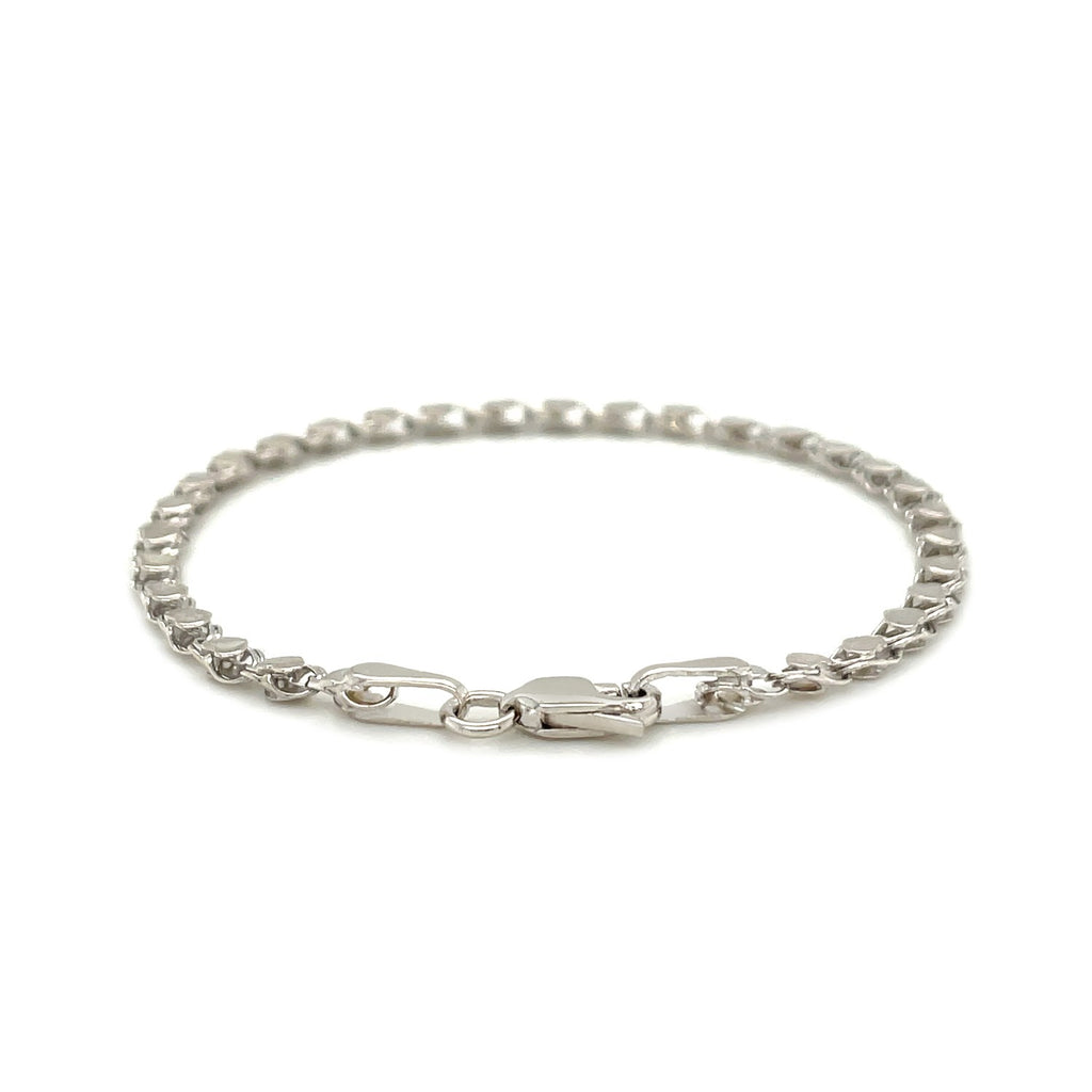 14k White Gold Heart Bracelet (3.00 mm) - Side View | BIJOLINA