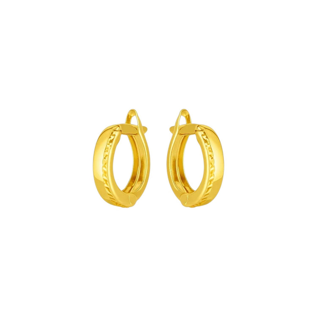 14k Yellow Gold Textured Huggie Hoops(3x10mm) | BIJOLINA