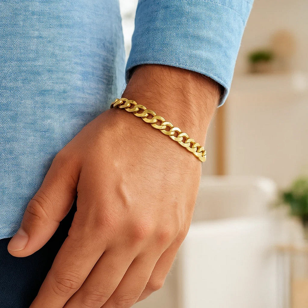 14k Yellow Gold Solid Curb Bracelet (7.00 mm)