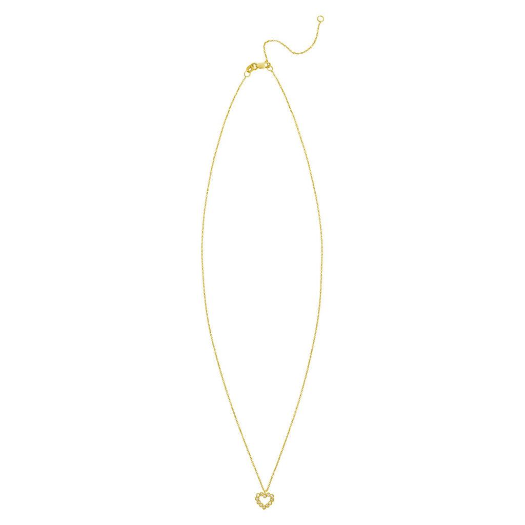 14K Yellow Gold Petite Diamond Heart Necklace