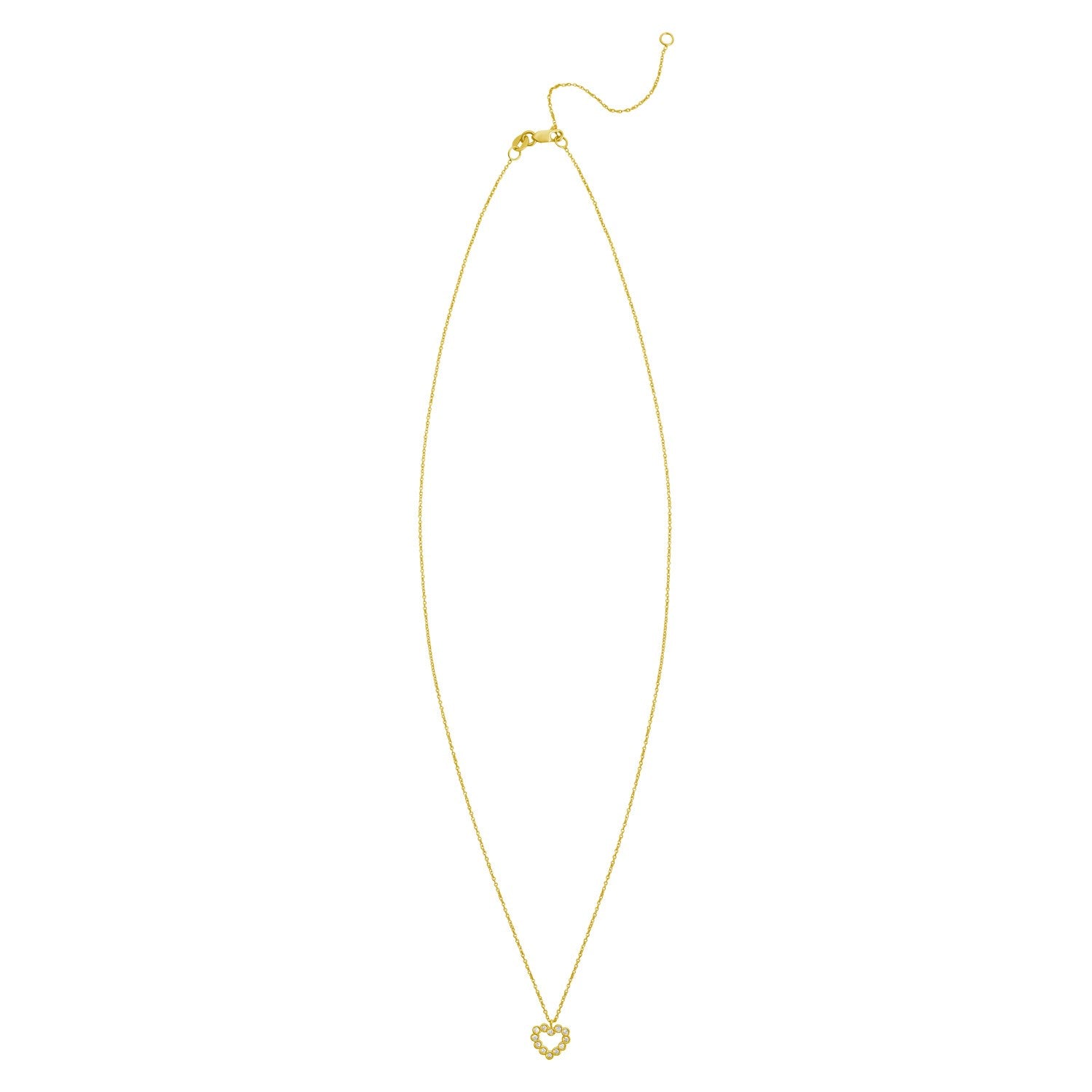 14K Yellow Gold Petite Diamond Heart Necklace