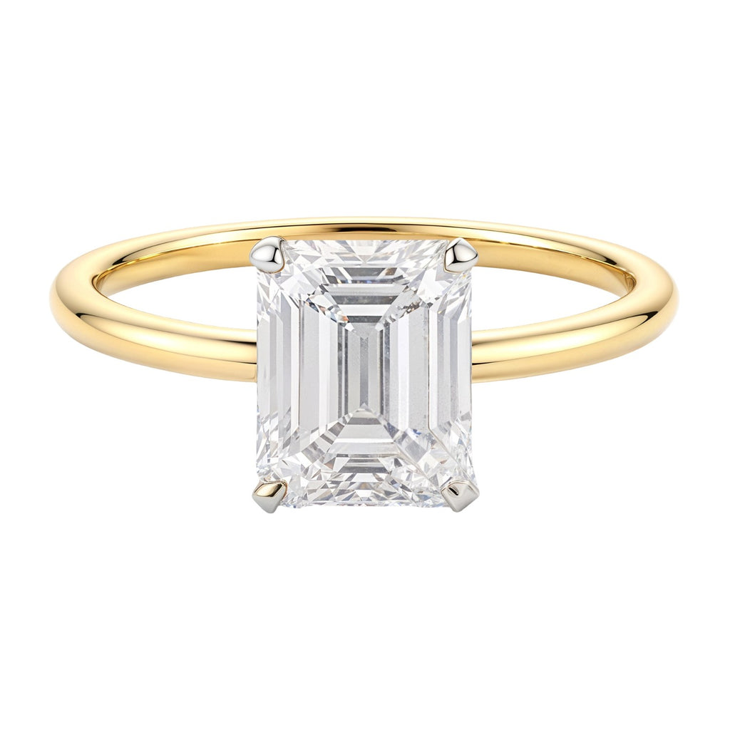2 Carat Emerald Lab Grown IGI G/VS1 Diamond Solitaire Ring in 14K Yellow Gold