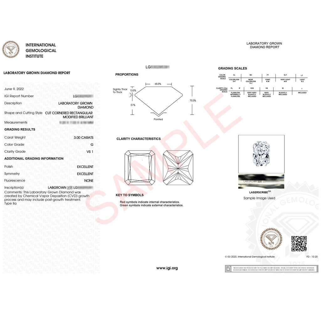3 Carat Radiant Lab Grown IGI G/VS1 Diamond Solitaire Ring in 10K White Gold