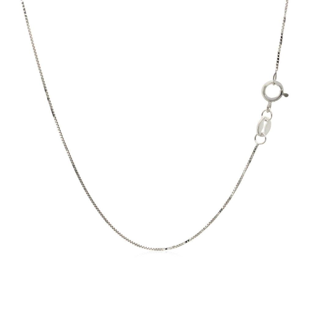14k White Gold Adjustable Box Chain (0.60 mm) - Side View | BIJOLINA