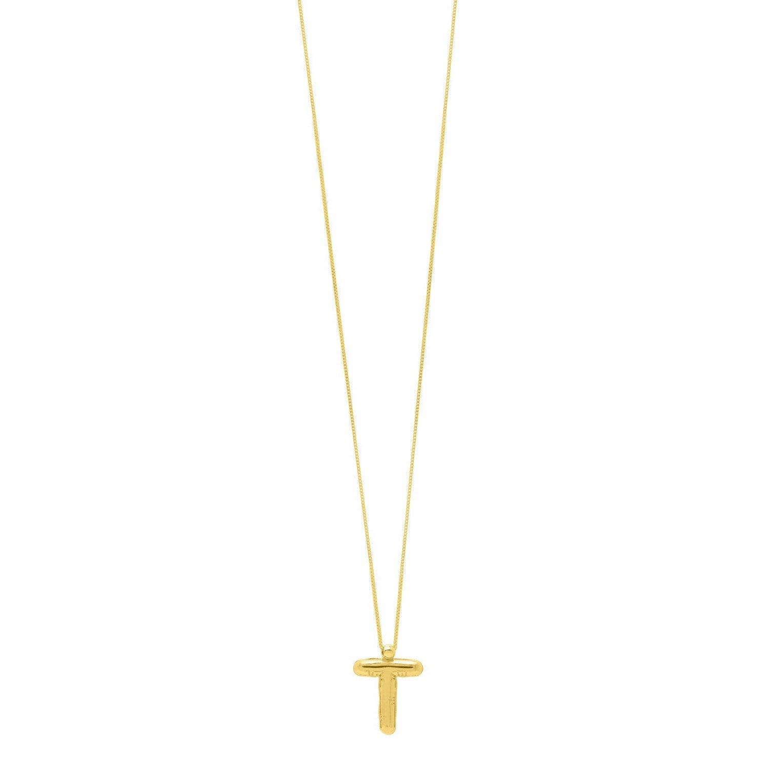 14K Yellow Gold Helium Initial T Pendant