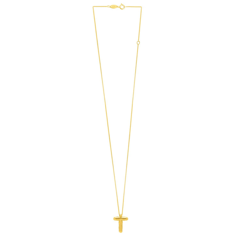 14K Yellow Gold Helium Initial T Pendant