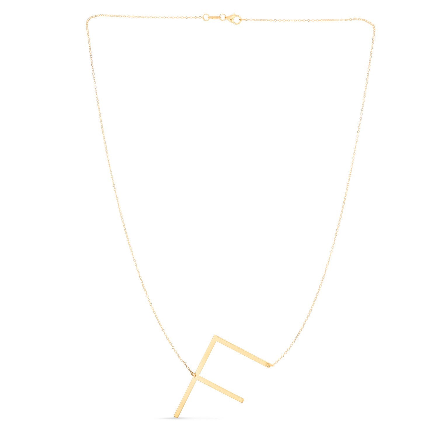14K Yellow Gold Yours Truly Large Initial F Necklace