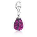 Sterling Silver Teardrop Charm with Pink and Navy Blue Crystal Accents