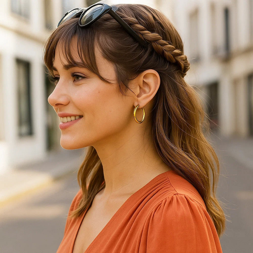 14k Yellow Gold Polished Hoop Earrings (4x25mm) | BIJOLINA