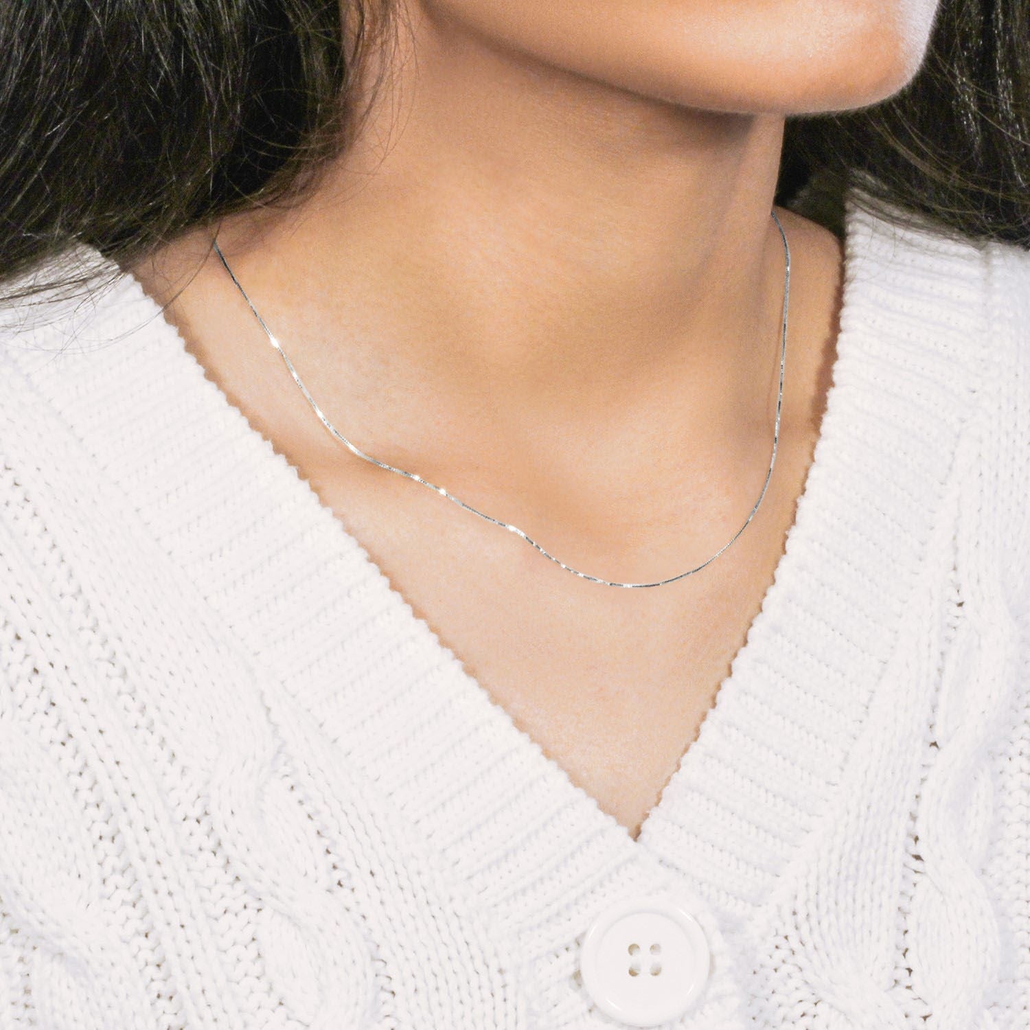 10k White Gold Classic Box Chain (0.45 mm)