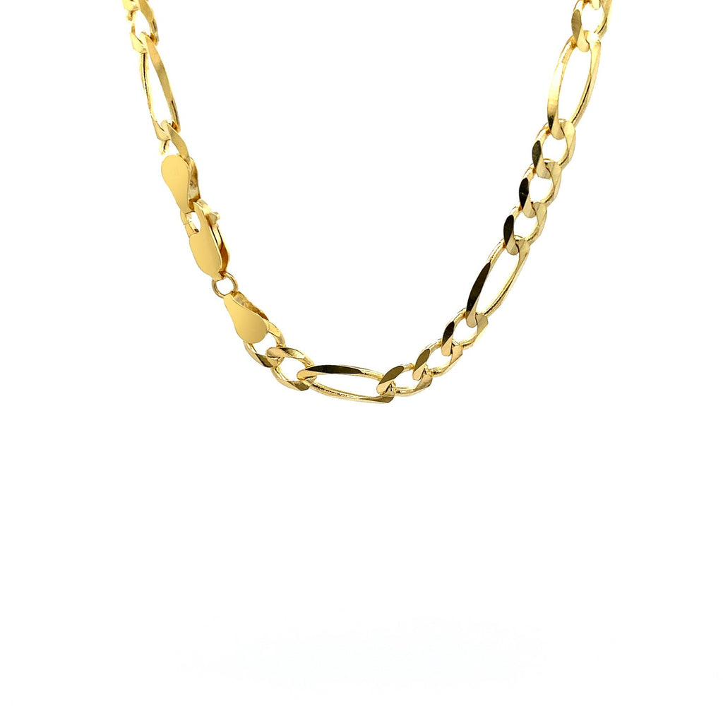 10K Yellow Gold Solid Figaro Chain (5.30 mm) - Side View | BIJOLINA