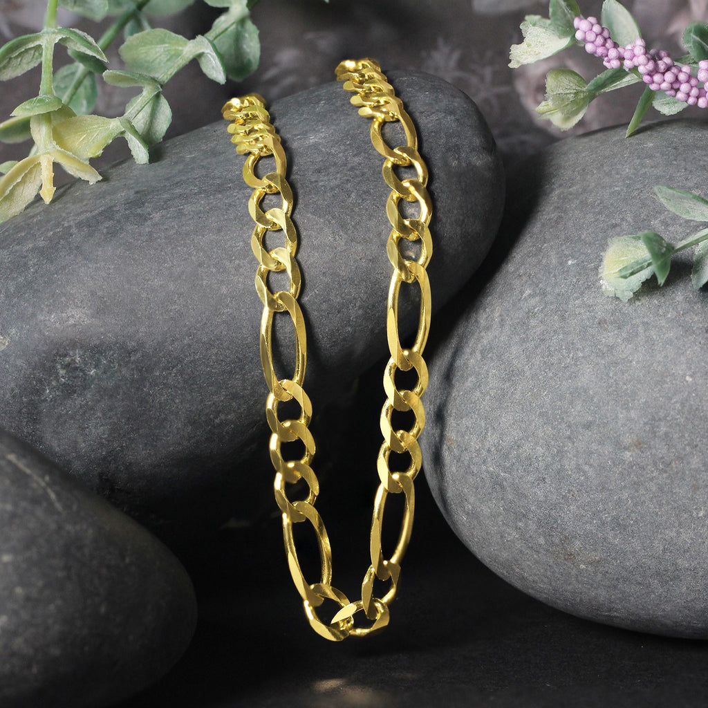 10K Yellow Gold Solid Figaro Chain (5.30 mm) - Detail | BIJOLINA