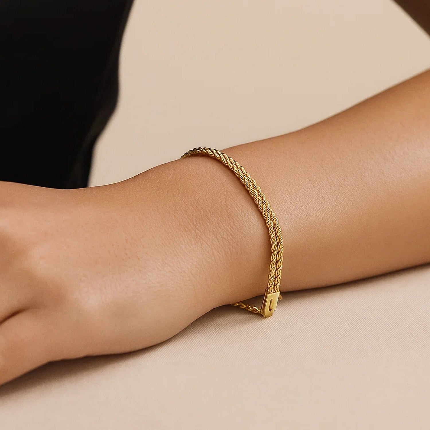 14k Yellow Gold Two Row Rope Bracelet  (3.90 mm)