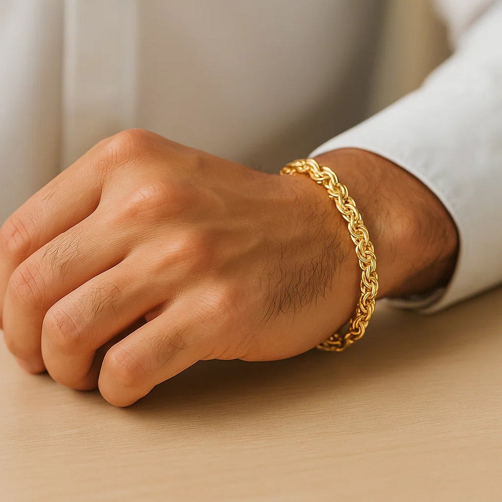 14k Yellow Gold Byzantine Link Stylish Bracelet (9.00 mm)