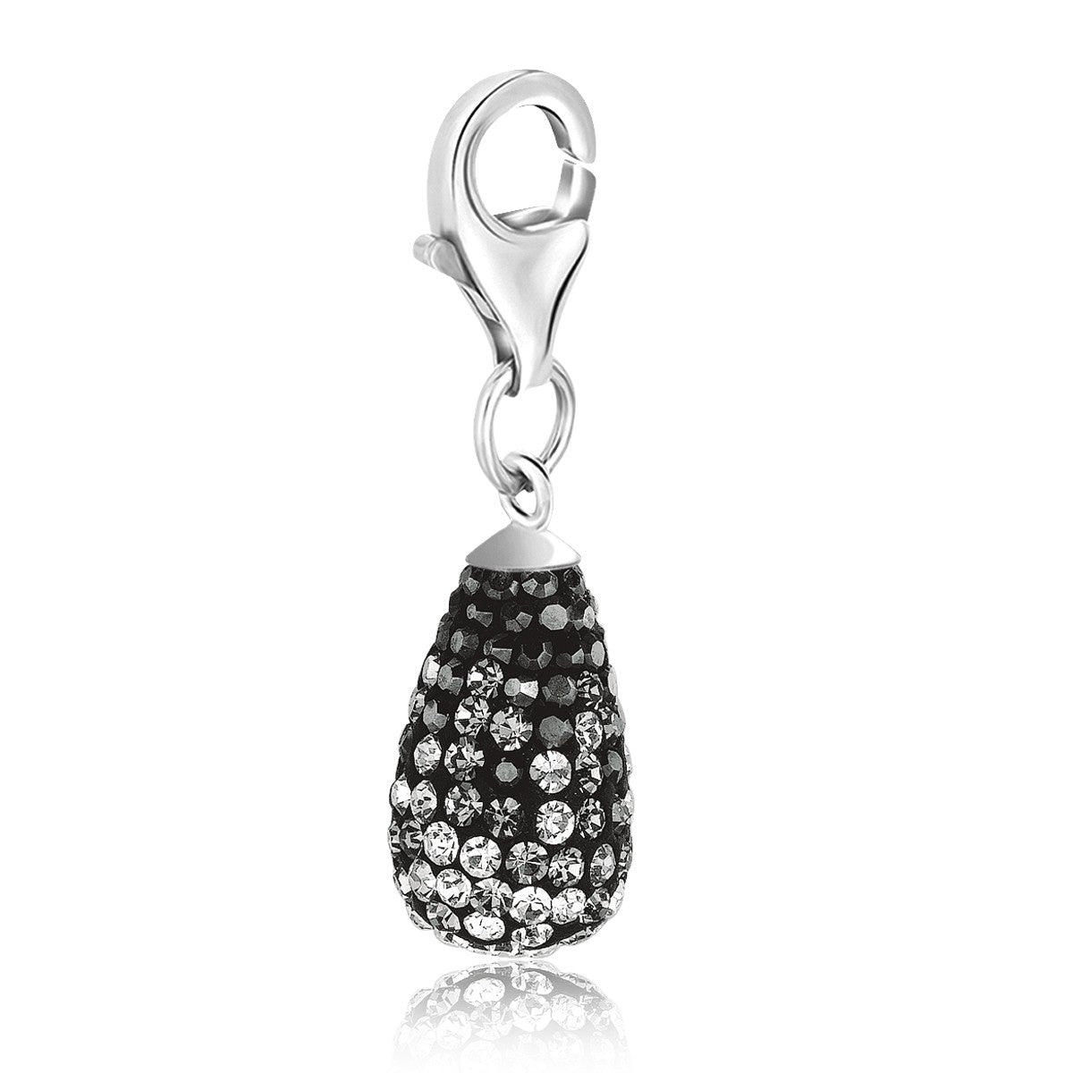 Sterling Silver Teardrop Multi Color Encrusted Charm