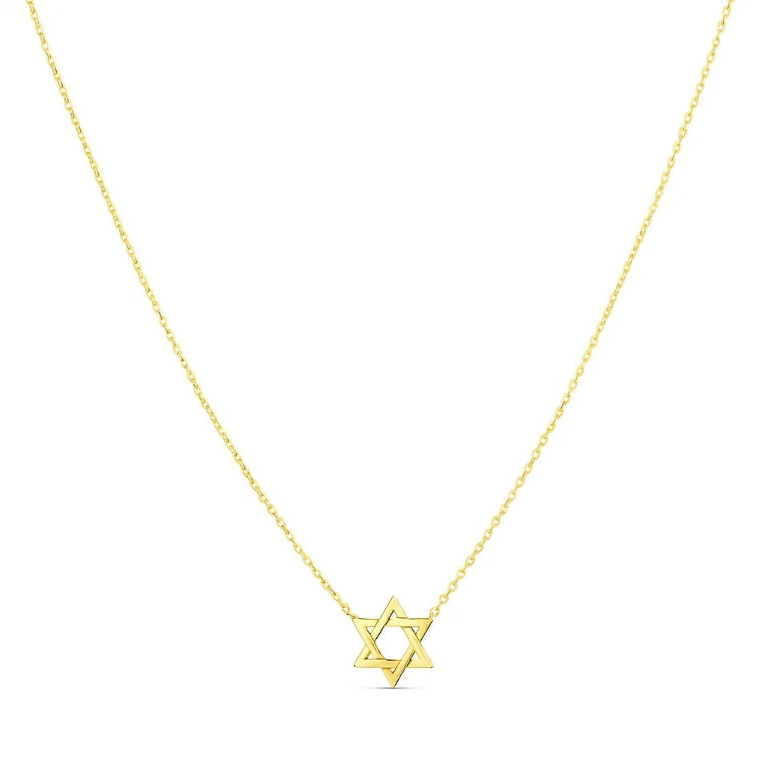 14k Yellow Gold Star of David Necklace