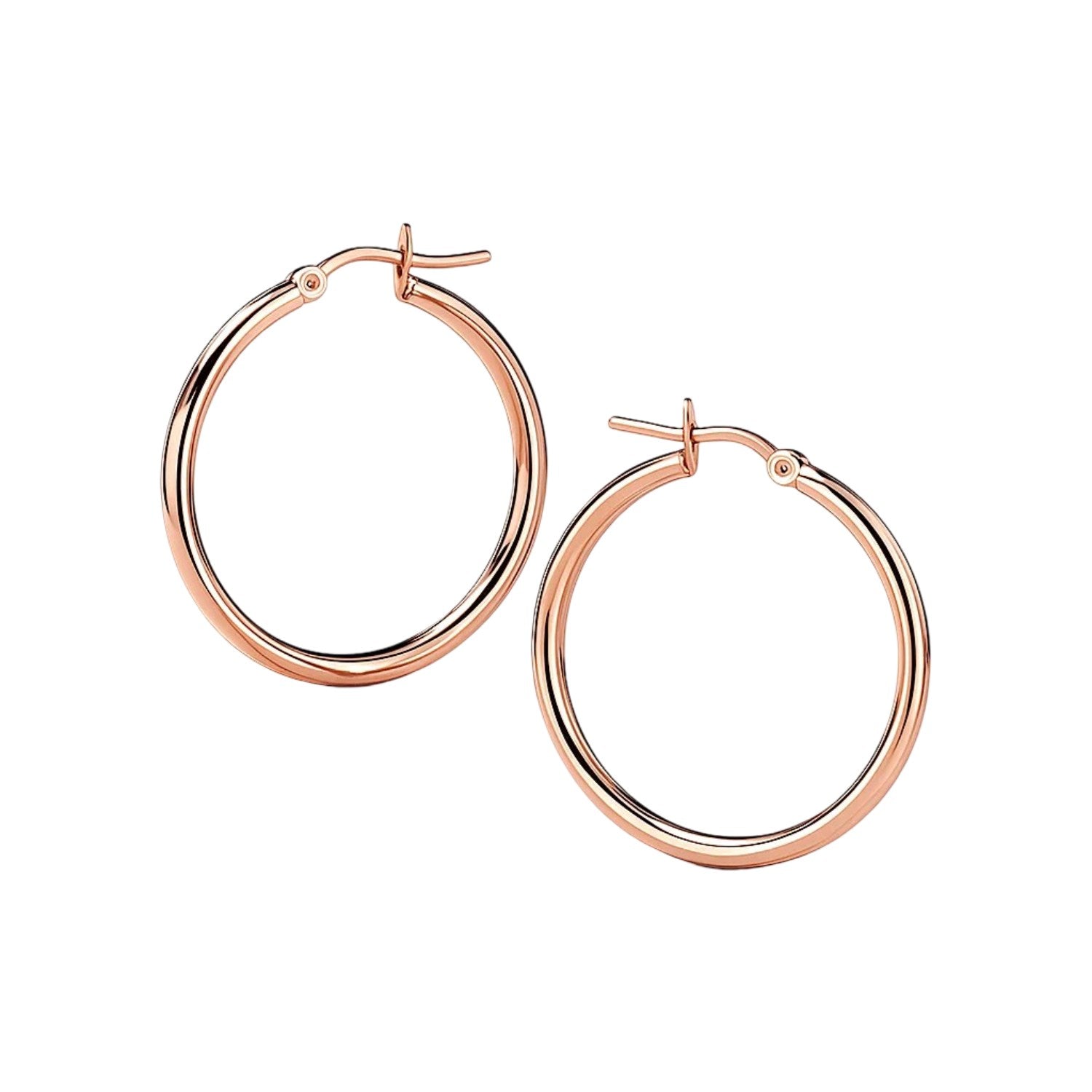 14k Rose Gold Polished Hoop Earrings (2x25mm)