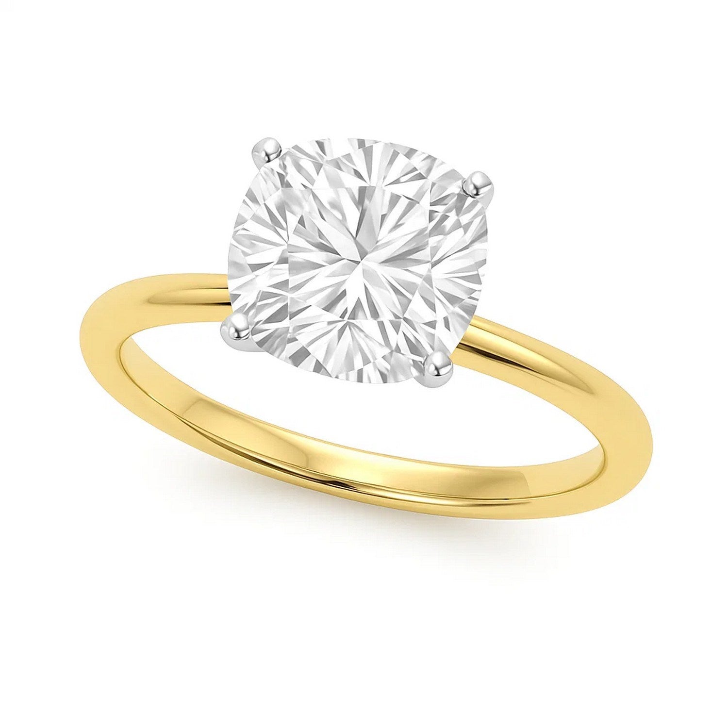 5 Carat Cushion Lab Grown IGI G/VS1 Diamond Solitaire Ring in 10K Yellow Gold