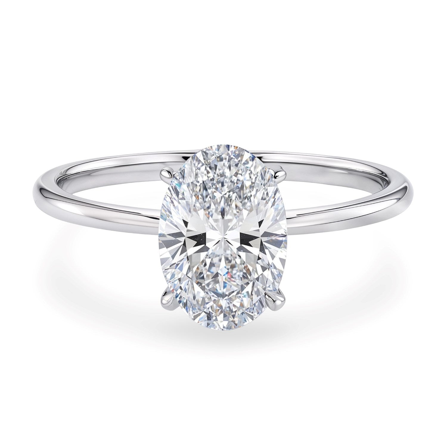 1 1/2 Carat Oval Lab Grown IGI G/VS1 Diamond Solitaire Ring in 10K White Gold