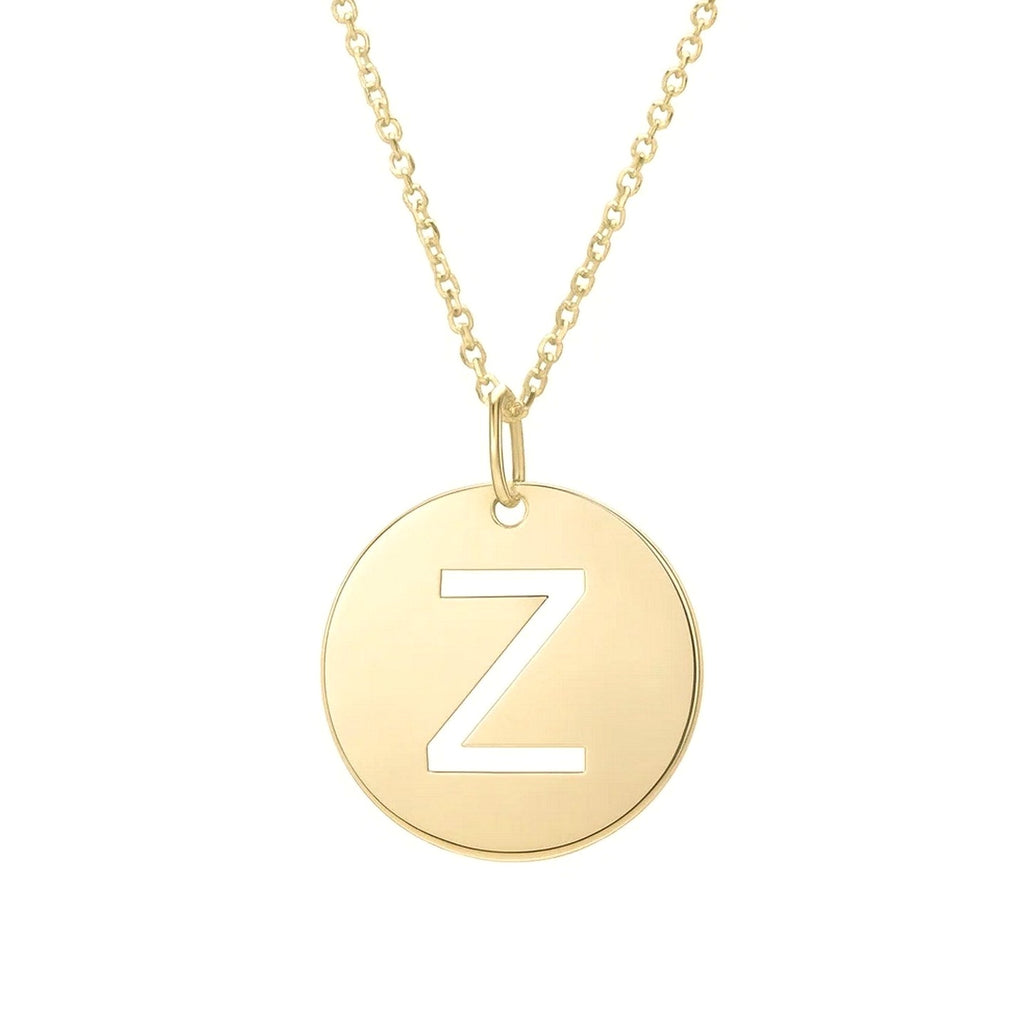 14K Yellow Gold Disc Initial Z Pendant - Detail | BIJOLINA