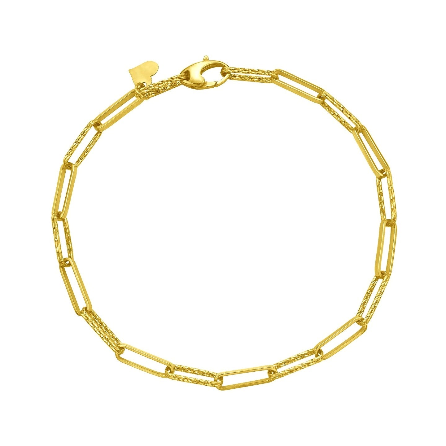 14K Yellow Gold Mini Diamante Paperclip Bracelet (3.20 mm)