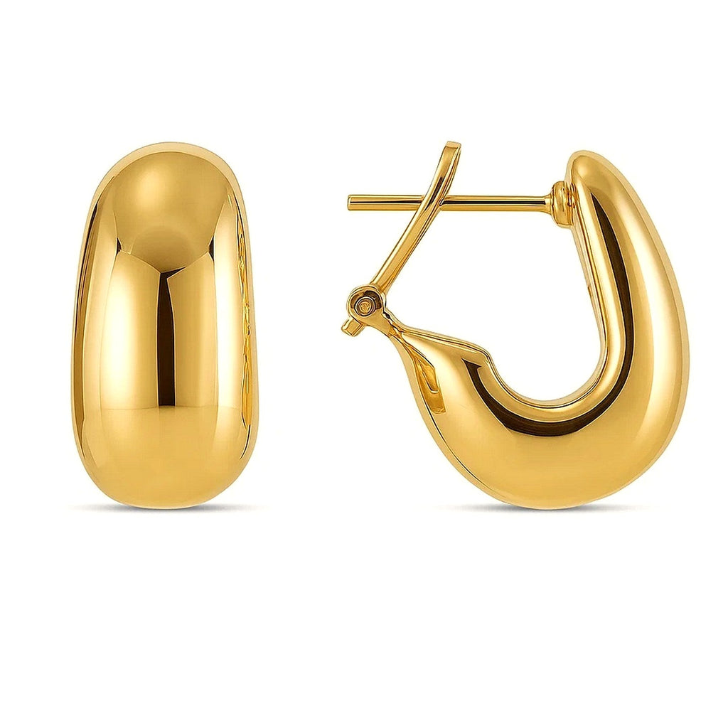 14k Yellow Gold Fancy Omega Hoops