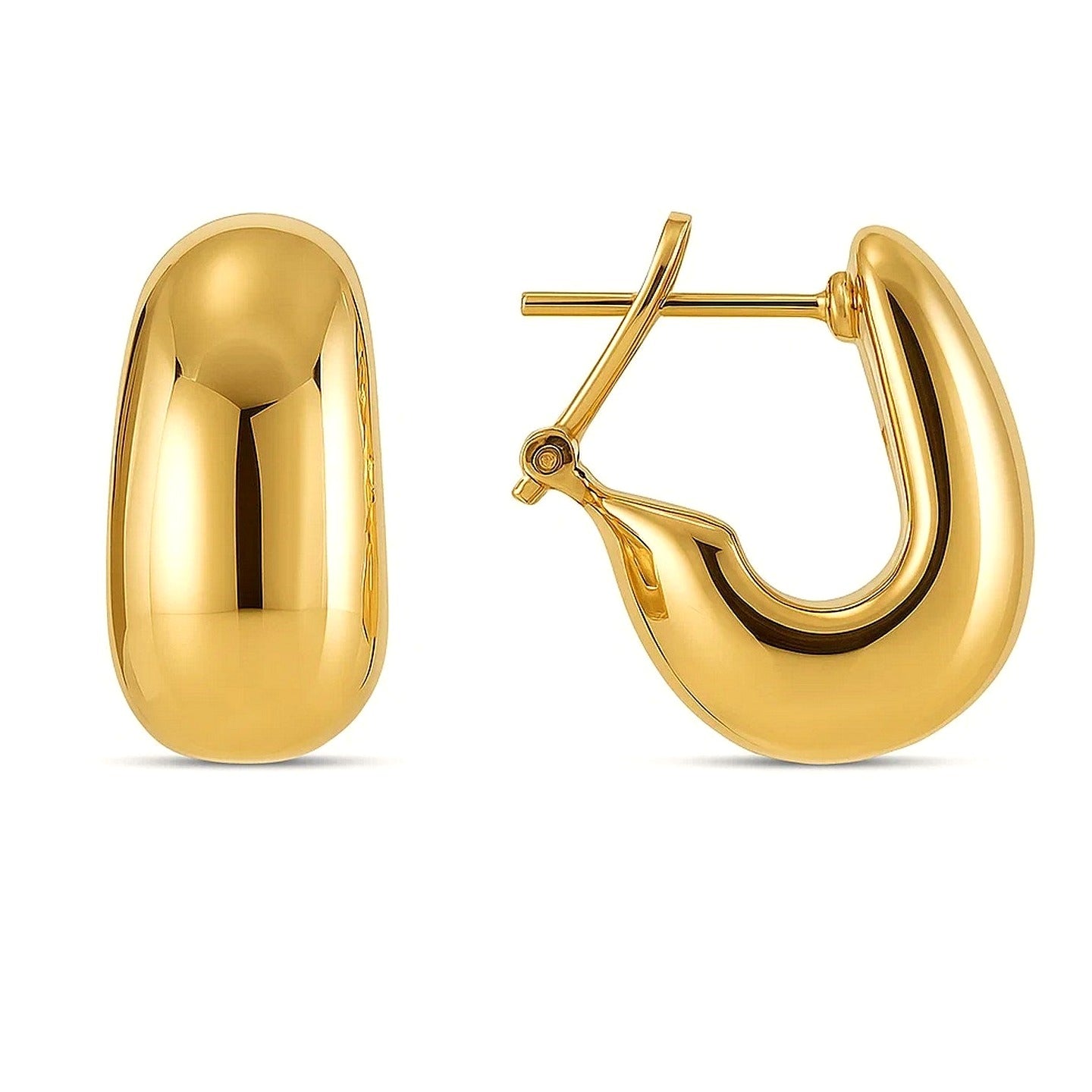 14k Yellow Gold Fancy Omega Hoops