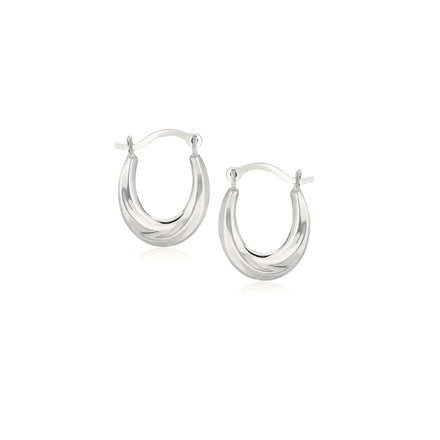10k White Gold Oval Hoop Earrings