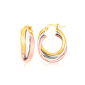 14k Tri-Color Gold Domed Tube Intertwined Earrings | BIJOLINA