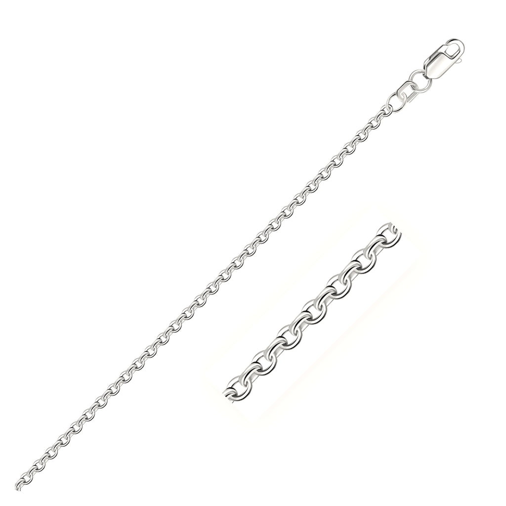 14k White Gold Rolo Bracelet  (2.50 mm) - Close-Up | BIJOLINA