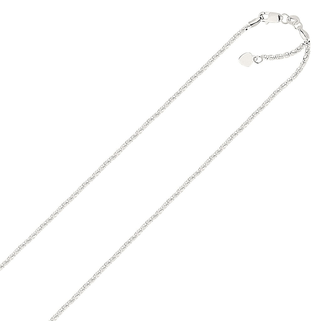 14k White Gold Adjustable Sparkle Chain (1.20 mm) - Angle View | BIJOLINA