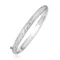 14k White Gold Weave Diamond Cut Dome Children's Bangle